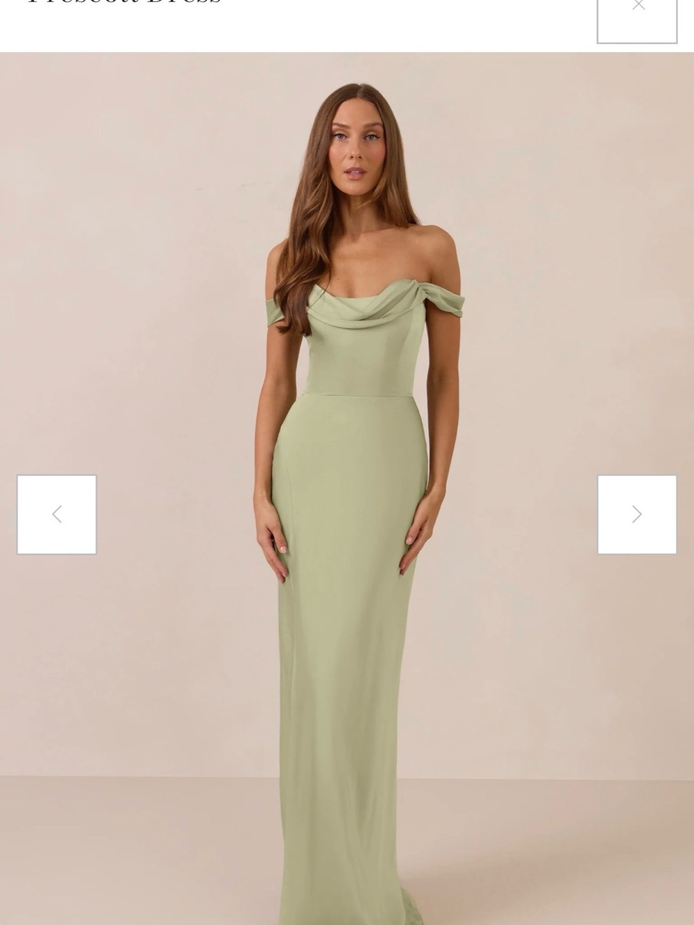 Park & Fifth Off-Shoulder Sage Green Draped Neck Gown